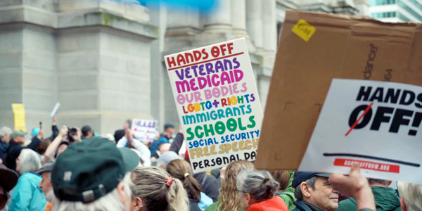 Protesters with signs