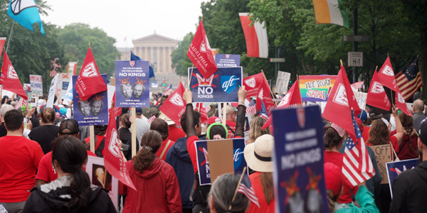 Crowd of protesters at No Kings day