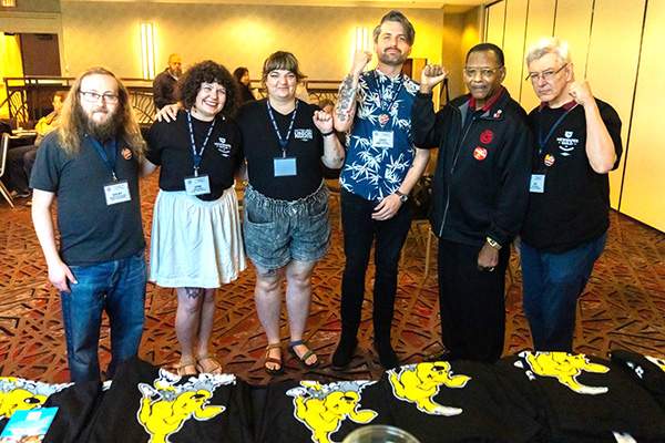 PPG Strikers with President Claude Cummings at CWA's Convention