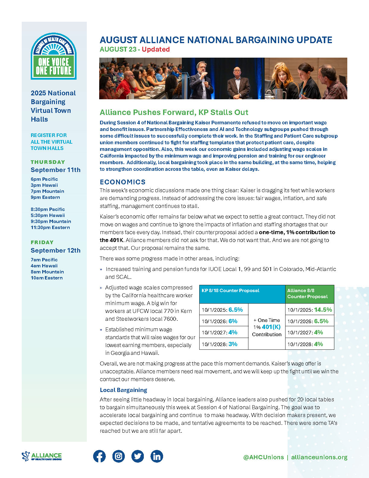 USW 7600 Town Hall & August National Bargaining Update — page 1