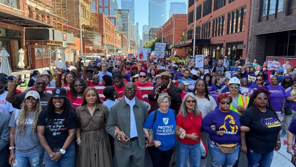 Thousands of Labor Day marchers in Chicago. Thousands of Labor Day marchers in Chicago.