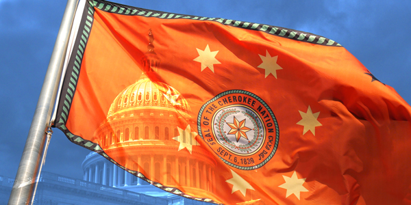 Cherokee flag superimposed over U.S. Capitol | Credits: raksybH and zimmytws / iStock / Getty Images Plus Cherokee flag superimposed over U.S. Capitol | Credits: raksybH and zimmytws / iStock / Getty Images Plus