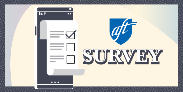 Graphic depicting checkboxes and unreadable questions, labeled AFT Survey