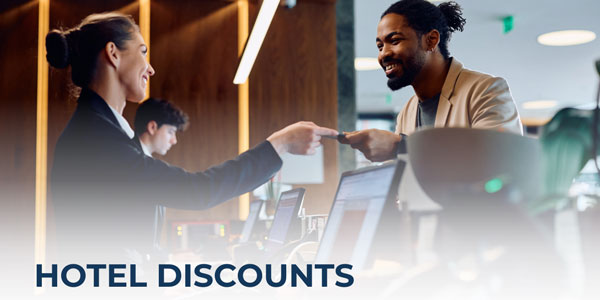 Guest at a hotel desk