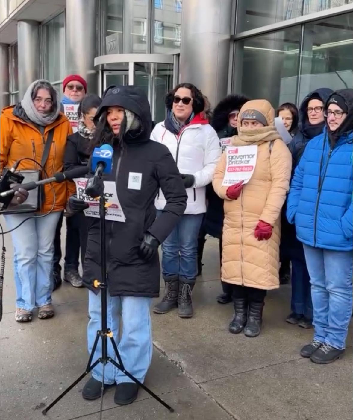 press conference outside State of IL office building