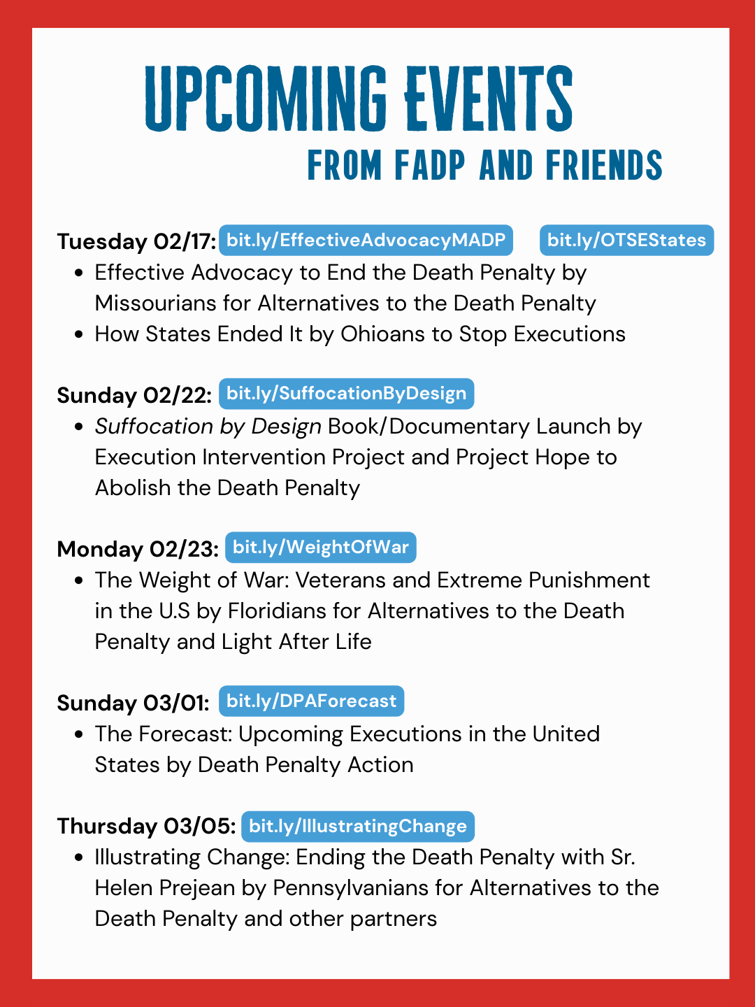 Upcoming virtual events