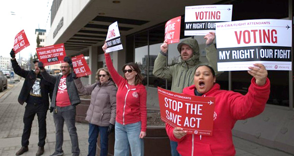 Flight Attendants in Alaska Protest SAVE Act