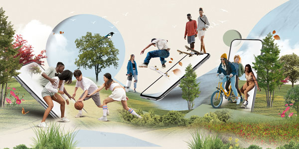 A image of kids playing on giant digital tablets. A image of kids playing on giant digital tablets.