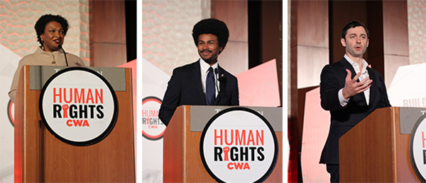 Stacey Abrams, Tennessee Representative Justin J. Pearson, and U.S. Senator Jon Ossoff Speak at the 2026 CWA Human Rights Conference