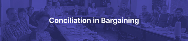 Purple graphic with text that reads "Conciliation in Bargaining"