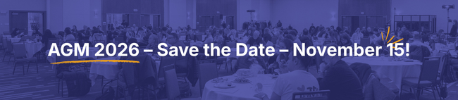 Purple graphic with text that reads AGM 2026 - Save the Date - November 15