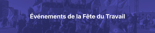 graphique violet comportant les mots événements de la fête du Travail