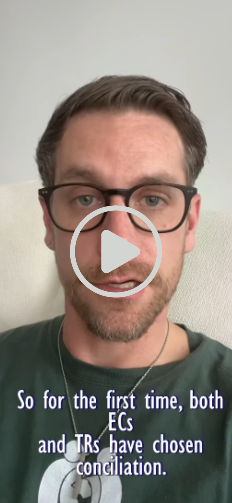 A still from a video showing CAPE President Nathan Prier in a green CAPE tshirt A still from a video showing CAPE President Nathan Prier in a green CAPE tshirt