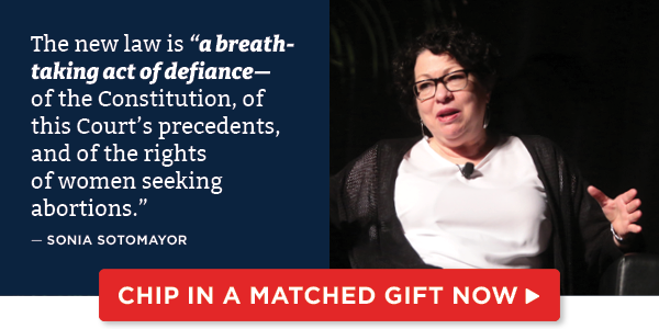 Justice Sotomayor: The new law is a breathtaking act of defiance - of the Constitution, of this Courts precedents, and of the rights of women seeking abortions.