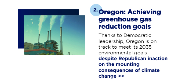 Thanks to Democratic leadership, Oregon is on track to meet its 2035 environmental goals – despite Republican inaction on the mounting consequences of climate change >>