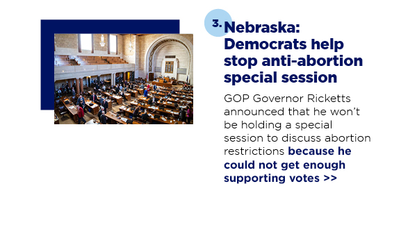 GOP Governor Ricketts announced that he won’t be holding a special session to discuss abortion restrictions because he could not get enough supporting votes >>