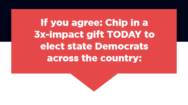 If you agree: Chip in a 3x-impact gift TODAY to elect state Democrats across the country: