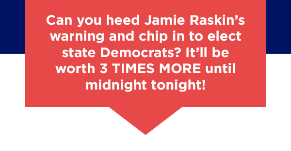 Can you heed Jamie Raskin's warning and elect state Democrats