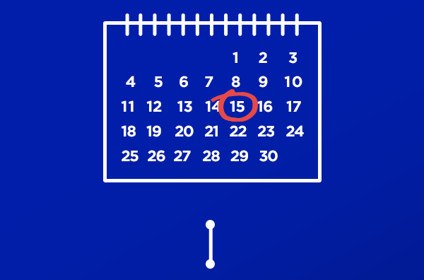 A calendar with the September 15 circled